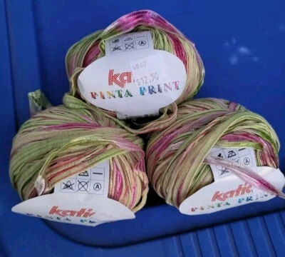 Lote de 3 madejas Katia PINTA PRINT CINTA hilo | Color #3903 83337A tinte Foto 1 de 4