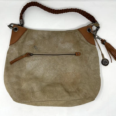 The Sak Bolso de Mano de Gamuza Tostado Cartera Bolso de Hombro Cuero Metálico Brillante Hobo Foto 1 de 4