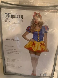New Sexy Snow White Princess Costume Adult Size S Dress W/ Collar & Headpiece - Picture 1 of 5