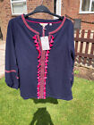 Boden Alison tunic top size small=size 8--10 Top-Embroidered &amp; Tassle Trim  B10A