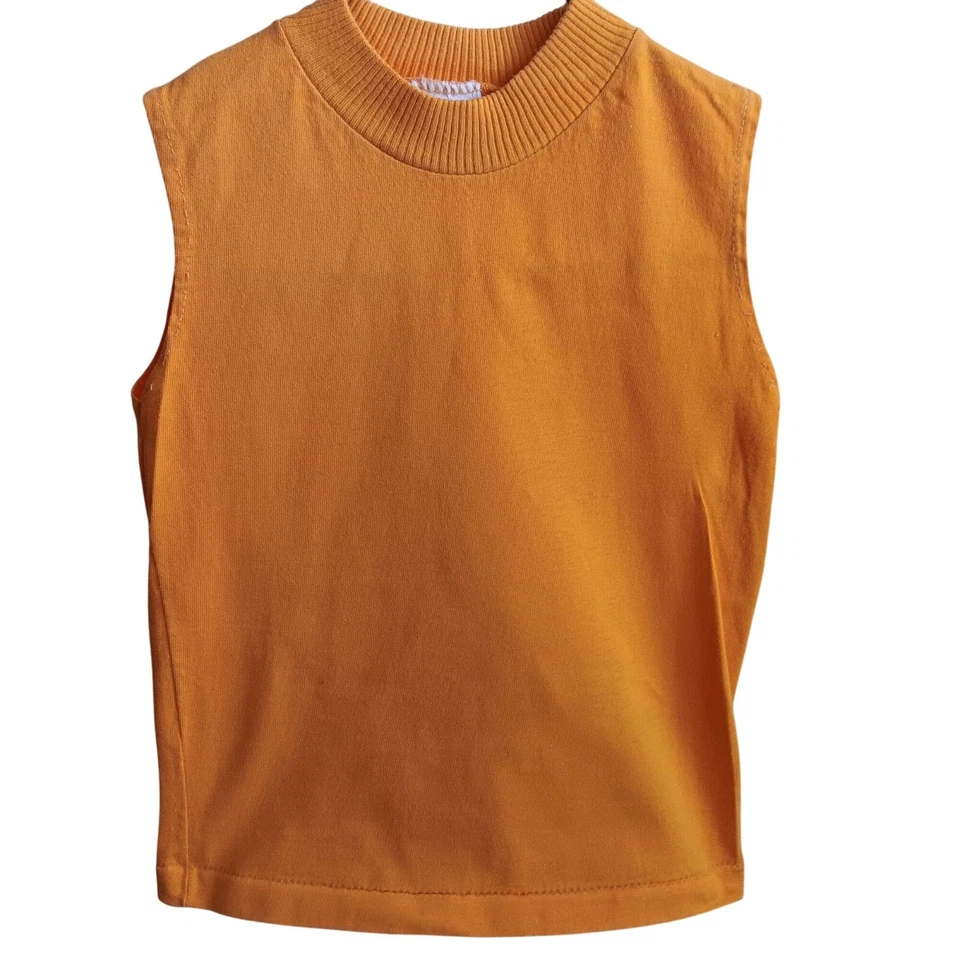 Girls 8 Single Stitch T-shirt Vintage Tank Top Ribbed Neckline 1970's Gold/Yello - Image 1 of 4