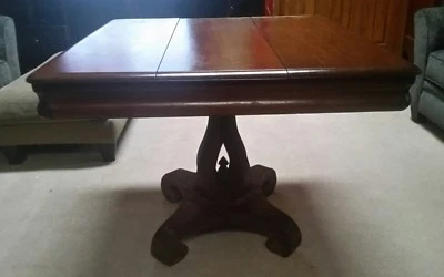 Antique Wood Unusual Pedestal Table Dining Room Heavy Duty - Image 1 of 4