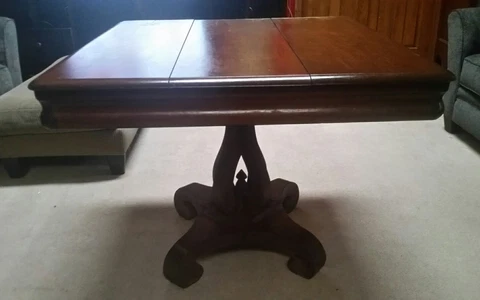 Antique Wood Unusual Pedestal Table Dining Room Heavy Duty Cover