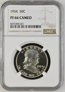 1954 Franklin Half Dollar NGC PF 66 Cameo - Picture 1 of 2