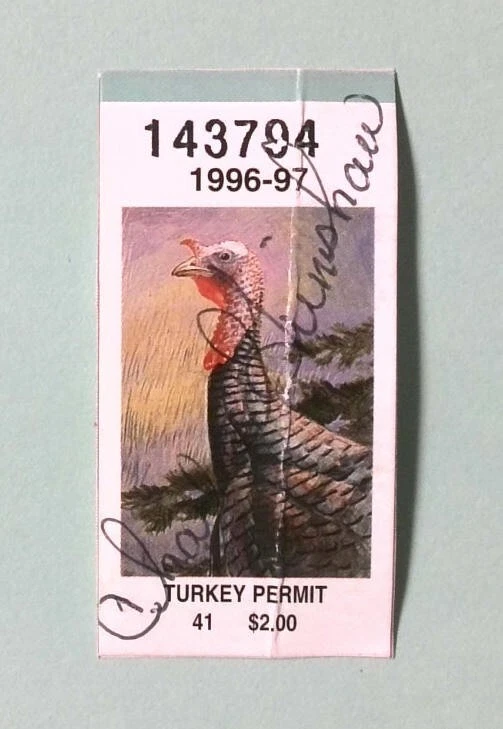 1996 Vintage New York Resident Turkey Hunting License Permit Stamp - Image 1 of 1