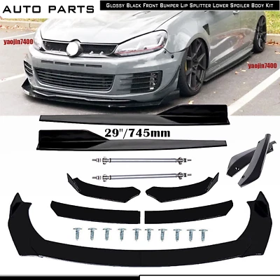 For Volkswagen Polo Front Bumper Lip Spoiler Side Skirt Splitter Gloss Black Foto 1 de 4