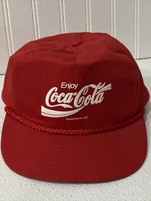 Sombrero de Coca Cola de aspecto vintage rojo gorra trasera a presión adorno de cable de camionero Foto 1 de 4