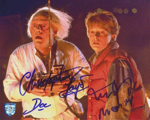 MICHAEL J FOX & CHRISTOPHER LLOYD Signed BACK TO THE FUTURE 8x10 OPX 063572 Cover