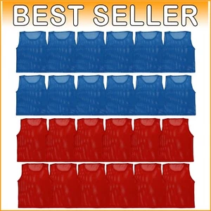 Breathable Polyester Sports Pinnies Set of 12/24 for Youth Basketball and Soccer - Picture 1 of 10