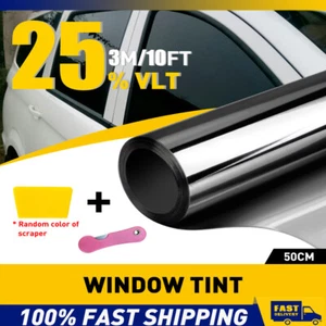 25% VLT Dark Smoke Black Tint Film Window Tint Film Car Vinyl Roll 50cm x 300cm - Picture 1 of 11