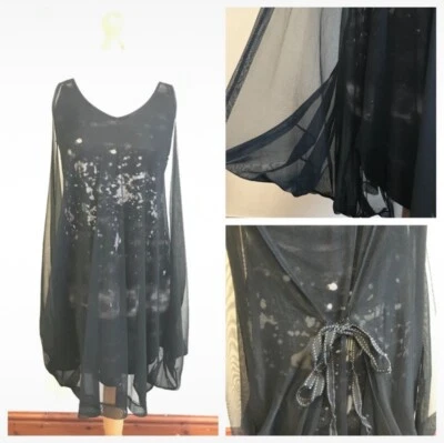 Vestido midi preto sexy vintage anos 90 Y2K raro estilo policial Deca sem mangas - Imagem 1 de 4