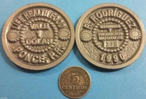 Ficha NIQUEL Vale $1 Tienda LIFE HEALTH FOOD 1990 PONCE Token Puerto Rico moneda - Picture 1 of 3