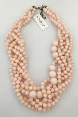 COLLAR DE RESINA ROSA TONO ORO 20"-22" Foto 1 de 2