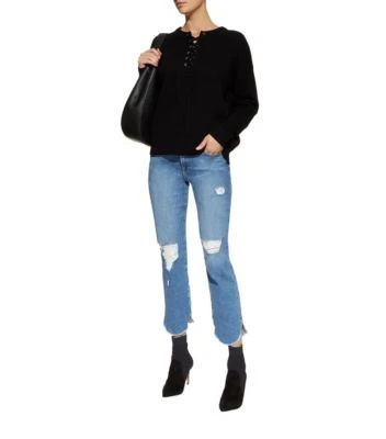 NUEVO Suéter Robert Rodriguez Con Cordones Lana Merino y Cachemira - Negro Talla M #S4964 Foto 1 de 4