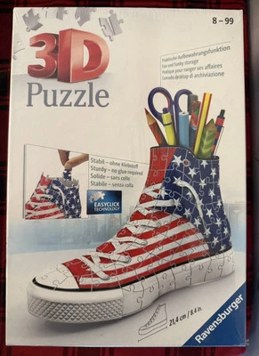 USA American Flag Patriotic 3D Puzzle Converse Style Sneaker Ravensburger 112 pc - Image 1 of 2