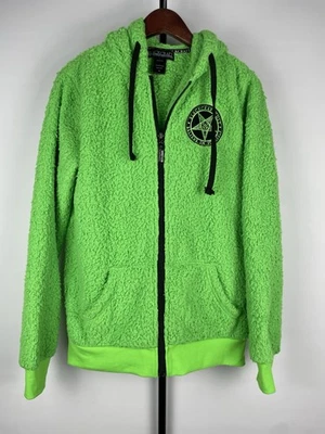 Sudadera con capucha negra artesanal culto verde Sherpa polar cremallera completa bruja pentagrama talla XS Foto 1 de 4