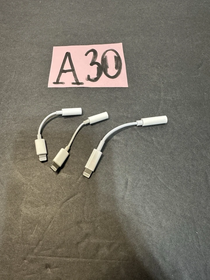 GENUINE Apple Lightning To 3.5mm Headphone Jack Adapter (LOT OF 3 ) A1749 USED - Image 1 of 1