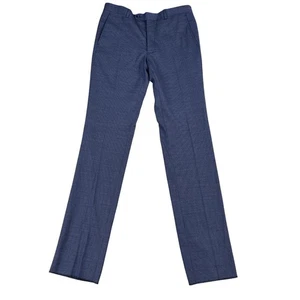 NWOT John Varvatos Bleecker Wool Blend Blue Check Dress Pants 32W unhemmed - Picture 1 of 4