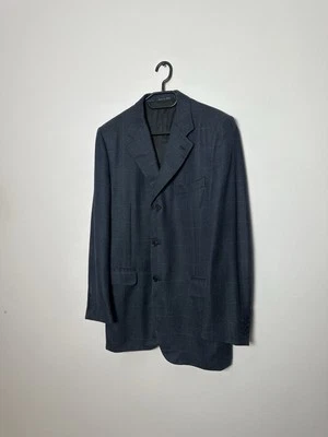 Blazer abrigo Canali azul marino a cuadros talla 52 para hombre  Foto 1 de 4