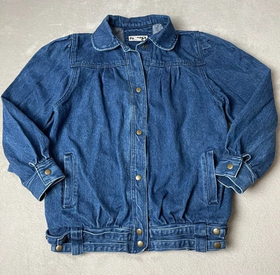 Chaqueta vaquera vintage años 80 para mujer talla 14 parches azul a presión retro años 90 Foto 1 de 4