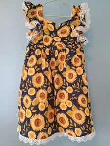 Cynthia Rowley Girls Yellow Sunflower Dress Size 8 Lace Cotton Floral - Picture 1 of 10