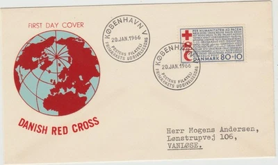 Denmark 1966  FDC  Red Cross issue  good condition - Image 1 of 2