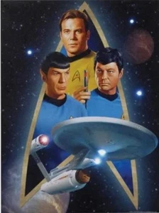Star Trek Classic Trio and Enterprise 12 x 16 Lighted Stretched Canvas Wall Art - Picture 1 of 3