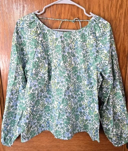 Nuevo J Crew Verde Floral Campesino Top Cottage Core Talla 14 - Imagen 1 de 5