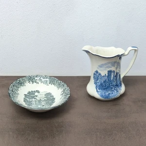 Meakin Romantic England Green Transferware piatto da dessert torta anni 50 Ironstone - Foto 1 di 16