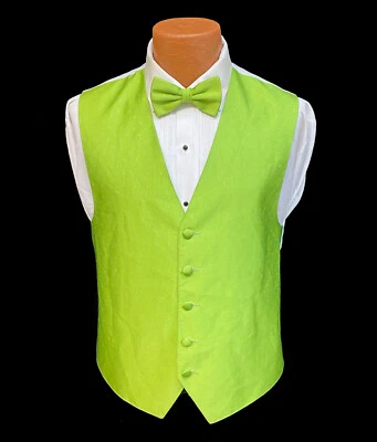 Men's Ralph Lauren Apple Green Tuxedo Vest & Bow Tie Free Shipping Size M - Image 1 of 4
