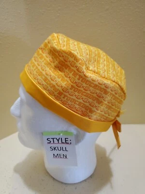 Touchdown Yellow Men's Skull/Chemo Surgical Scrub Hat/Cap Handmade - Image 1 of 4