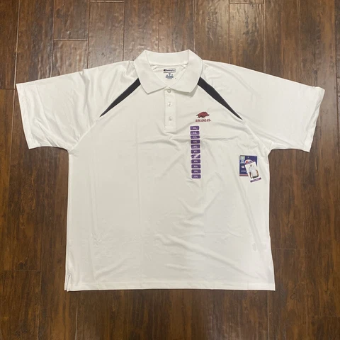 CHAMPION ARKANSAS RAZORBACK'S Men's White Polo Shirt - Size XXL 2XL - New NWT Cover