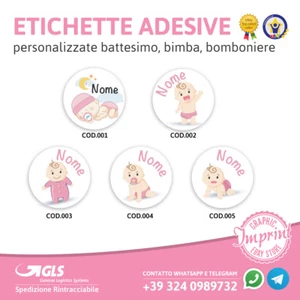 Etichette Adesive Personalizzate Battesimo Bimbo Bomboniere Bambino - Foto 1 di 6