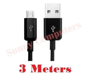 Micro USB Data Sync Charger Adapter Cable Lead Wire Cord Black 3M Heavy duty AU - Picture 1 of 1