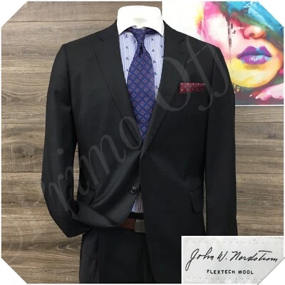 NORDSTROM Mens Suit 2 Piece Set Size 44R Jacket Blazer Pants Wool 2 Button Gray - Image 1 of 4