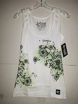 Danica Patrick # 10 Nascar Ladies White Daisy Tank Top, Size Medium - Image 1 of 4