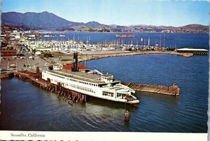CA Postcard Ferryboat Berkeley Sausalito Ferry slip Yacht Harbor 1970 Boat Ship - Picture 1 of 3
