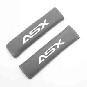 2x Car seat belt covers featuring ASX wording - Grey - Picture 1 of 2
