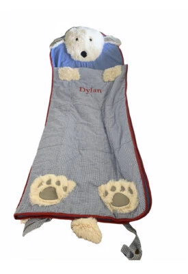 Saco de dormir Pottery Barn Kids cabeza peluda cachorro perro con monograma DYLAN Foto 1 de 2