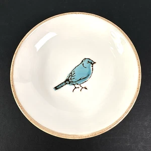 Ceramic 5.5" Shallow Bowl with Blue Bird Made in Portugal - Picture 1 of 4