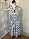 Tommy Hilfiger Dress Sleeveless Belted Blue White Gingham Check Size Large