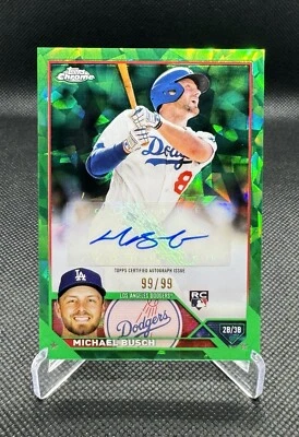 2023 Topps Chrome Update Sapphire Michael Busch Green Refractor Auto RC Cubs  - Image 1 of 2