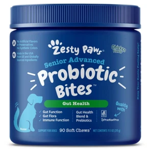 Senior Probiotic Bites for Dogs Gut & Digestive Health Chicken Flavor 90 Chews - Picture 1 of 16