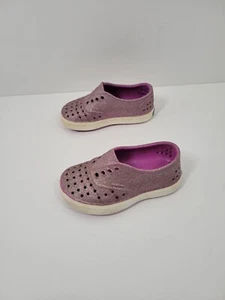 Native Jefferson Classic Pink Purple Glitter Sparkle Toddler Slip-On Shoes Sz C9 - Picture 1 of 6