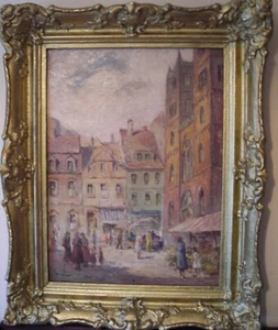 Deutsche Schule Ölgemälde. Werderscher Markt. Schönes Stadtbild - Bild 1 von 6