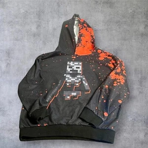 Minecraft Skeleton Hoodie Youth Size 140 Black & Red Pullover - Picture 1 of 3