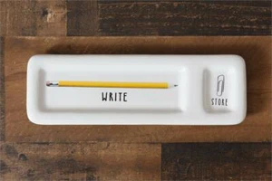 Write and Store Ceramic Desk Organizer Pencil and Paperclip Tray - Picture 1 of 1