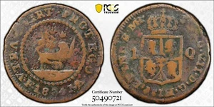 1834-MA F Spanish Philippines Quarto PCGS Fine Detail Calico-99 Genuine Coin - Picture 1 of 9