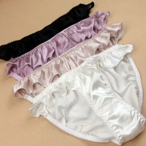 Damen Natur Seide Schlüpfer Unterhose Slip Tänzelnder Rüschen Unterwäsche - Imagen 1 de 19
