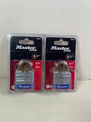 Master Lock 3KADLF Wide Laminated Steel Pin Tumbler Padlock (2 Locks) - Image 1 of 4